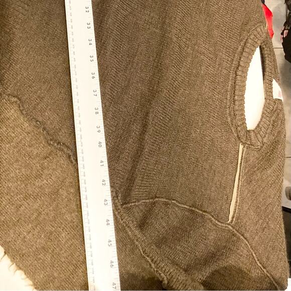 MARC LE BIHAN Cardigan Sweater OS FRANCE Wool Raw-Hem Plaid-Sailor-Collar CutOut - Picture 11 of 13